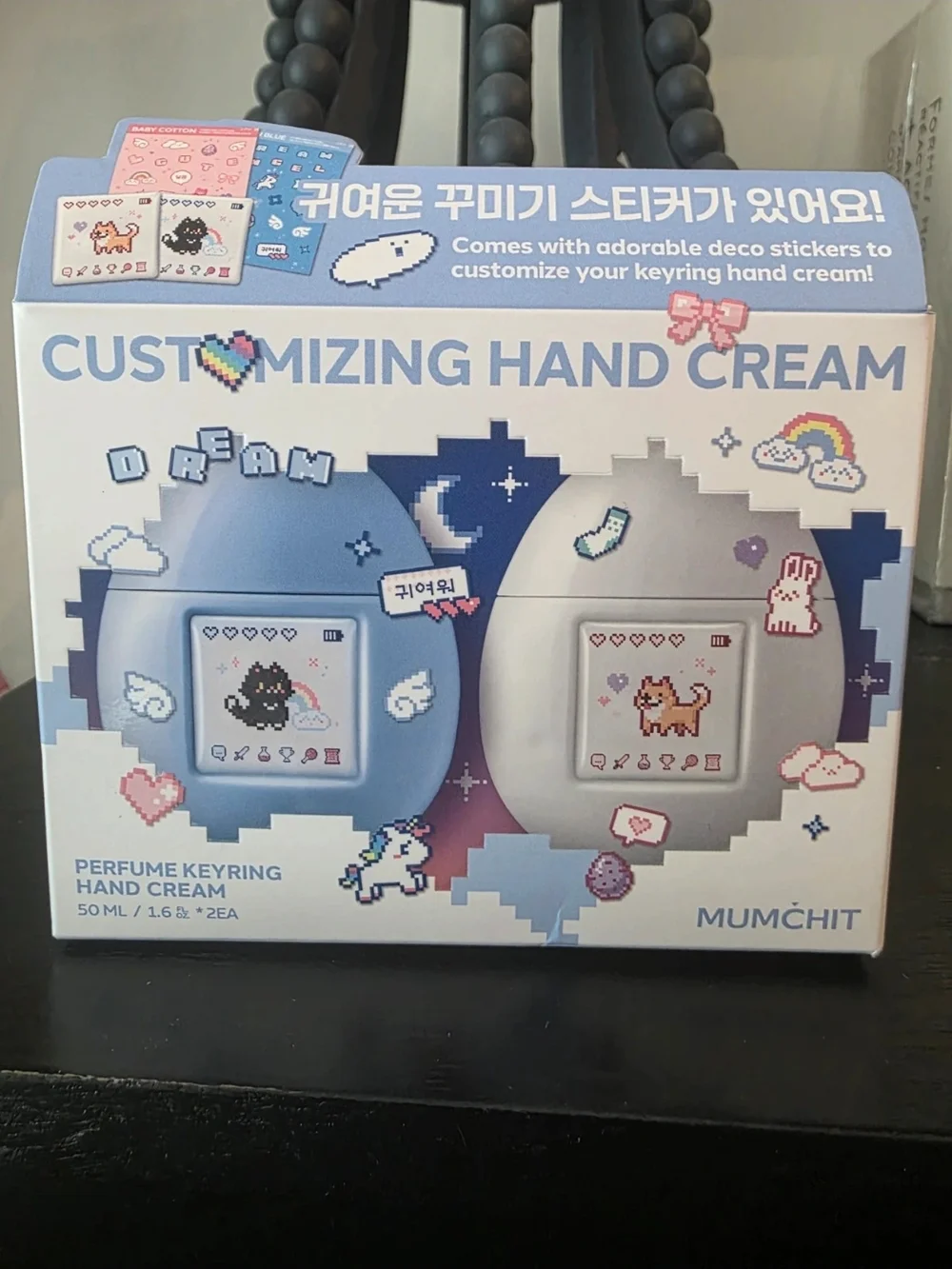 MumChit Customizing Keyring Hand Cream Duo — Blue & White